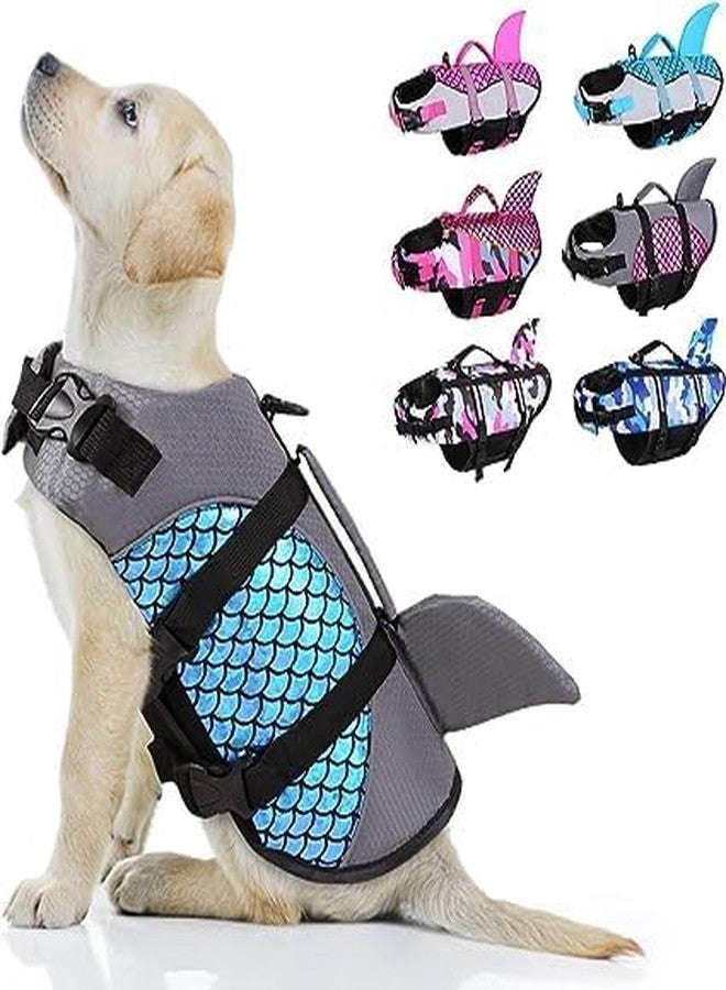MUGATH Polyester Dog Life Jacket | Adjustable Dogs Swimming Vest with Shark Fin, Safety High Visibility Pet Floatation Vest Life Preserver for Dogs for Swimming and Boating (L, Blue) - Image 3